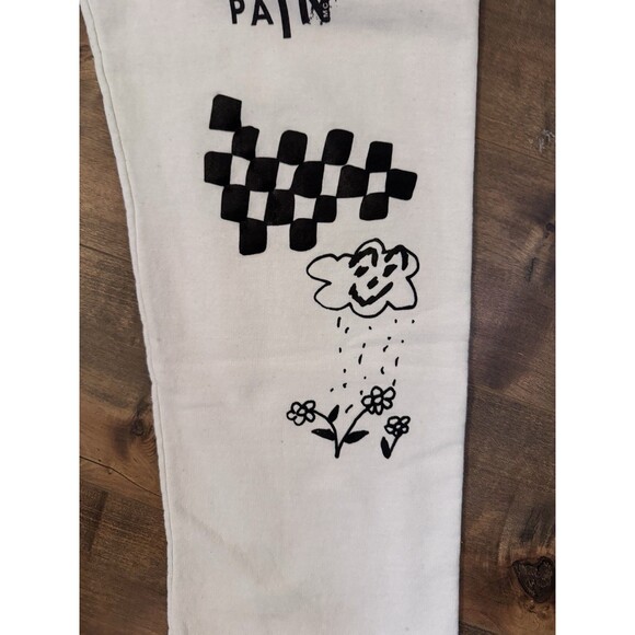 Miley Cyrus Sketch Art Sweatpants Size Medium White Graffiti Rare HTF *READ* - Picture 7 of 15